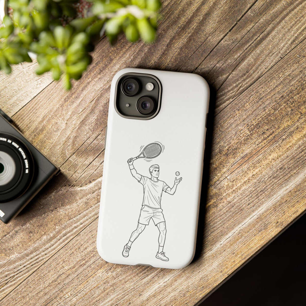 Phone Case, Racket Sports, Tennis Player overhead shot Design, Tough Case
