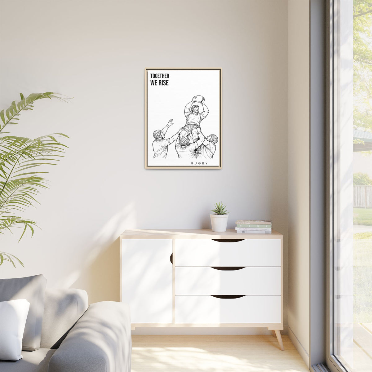 Print, Rugby Line-Out Together We Rise , Matte Canvas Print Framed Art