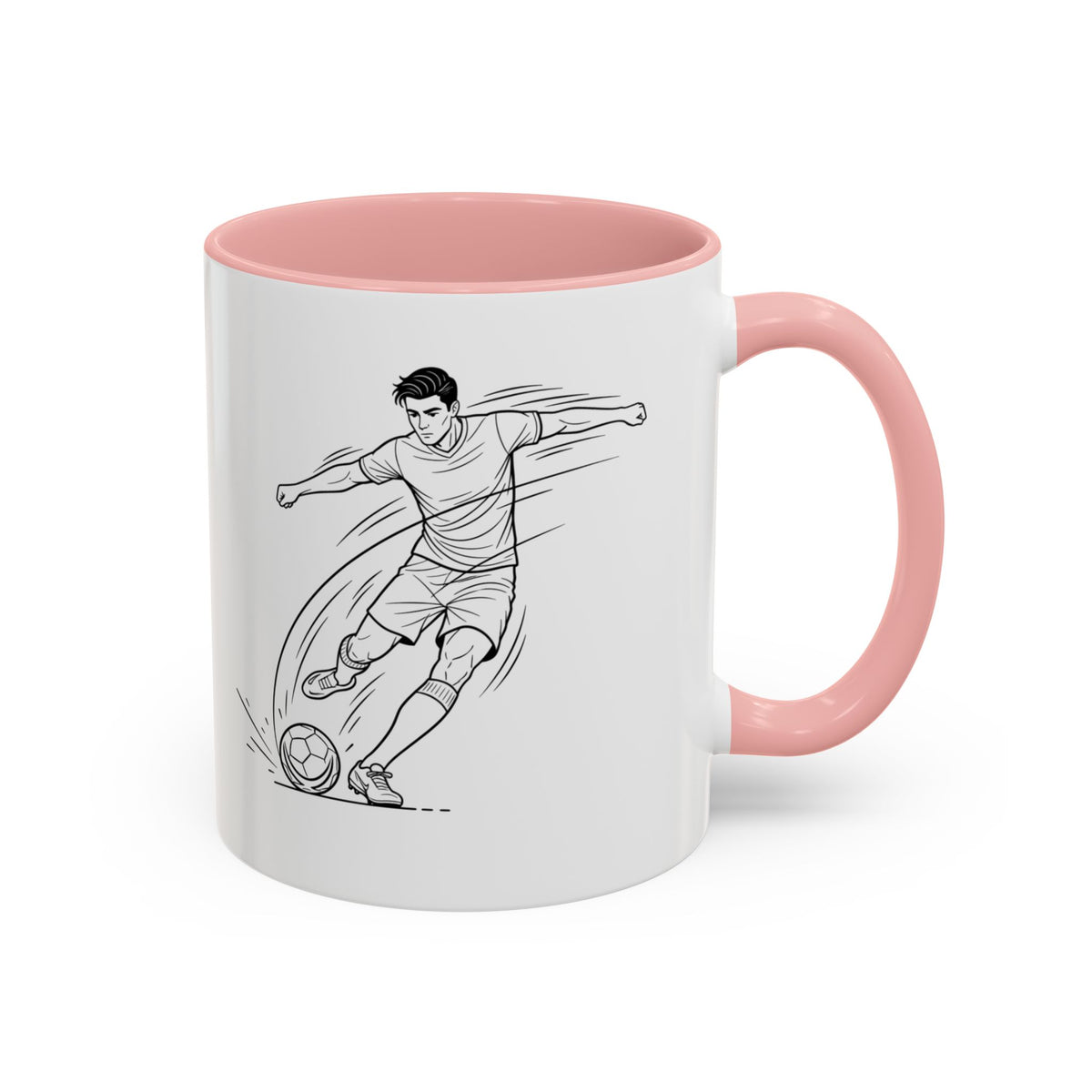 Mug, Football Players, Minimalistic Sketch design, Ceramic 325ml / 11oz, CHOICE of coloured inner