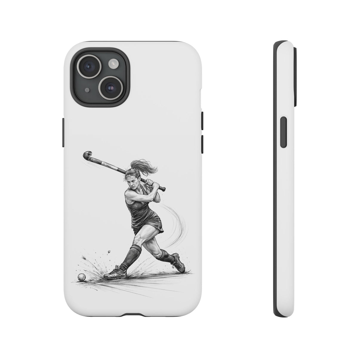 Phone Case, Hockey, Female Player "Tomahawk" shot design, Tough Case