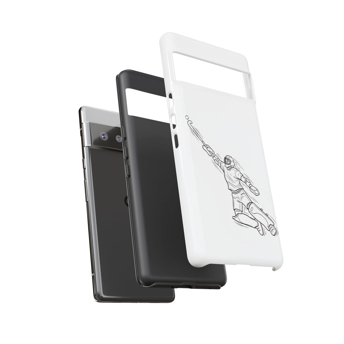 Hockey Goalkeeper Sketch Phone Case — Minimalist Sports Protective Cover