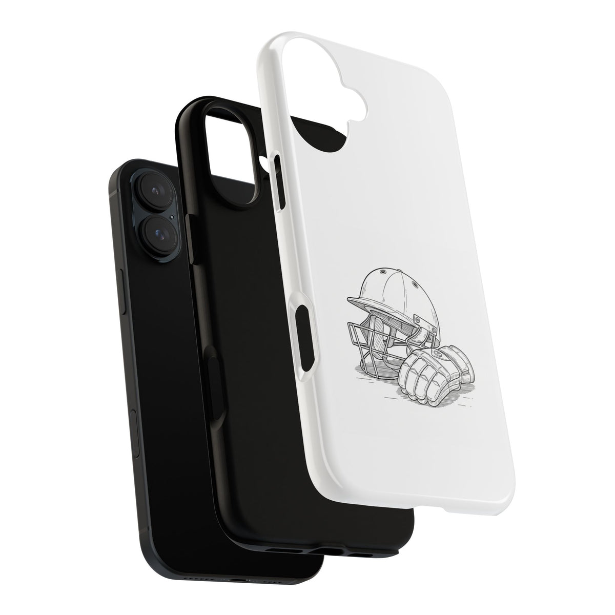 Phone Case, Cricket Gloves & Helmet Sketch, Tough Case