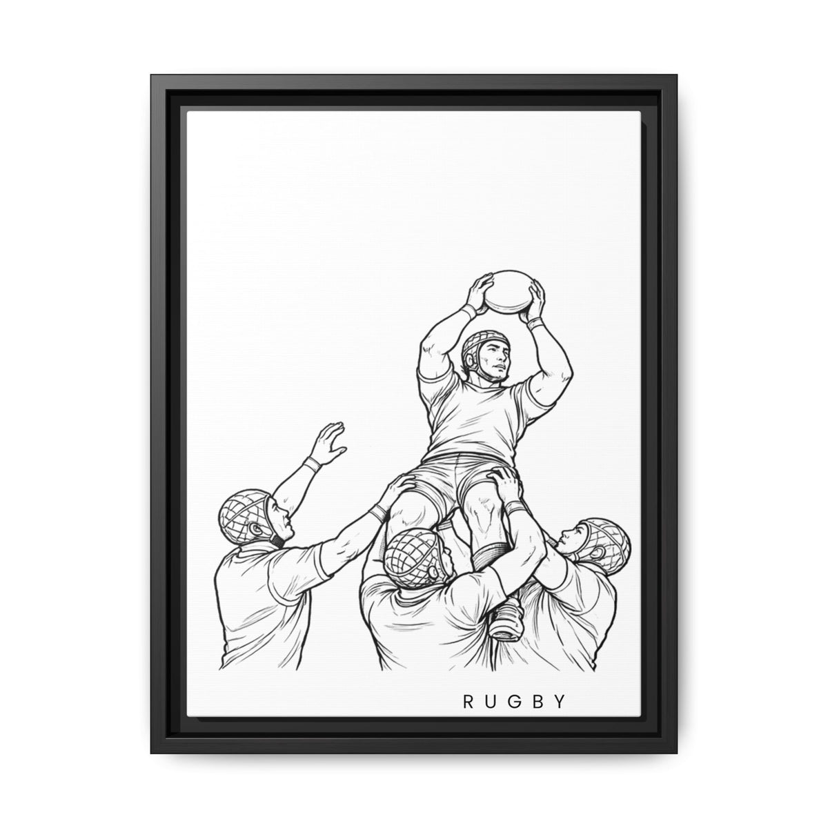 Print, Rugby Line-Out, Matte Canvas Print Framed Art