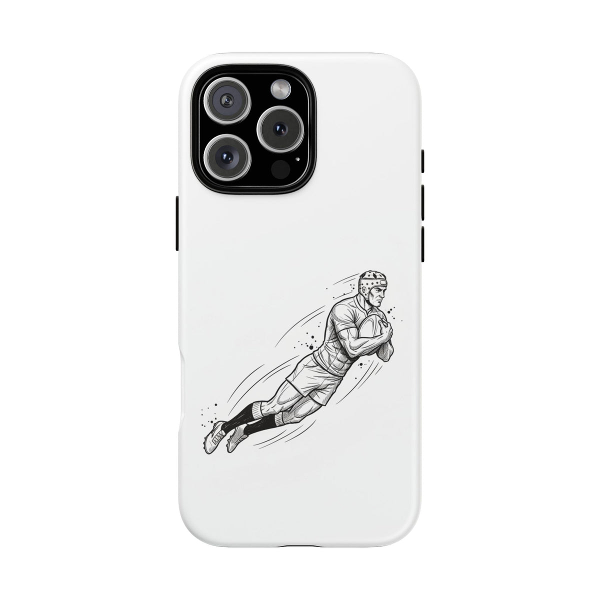 Phone Case, Rugby Try Swan Dive Minimalist Sketch design, Tough Case