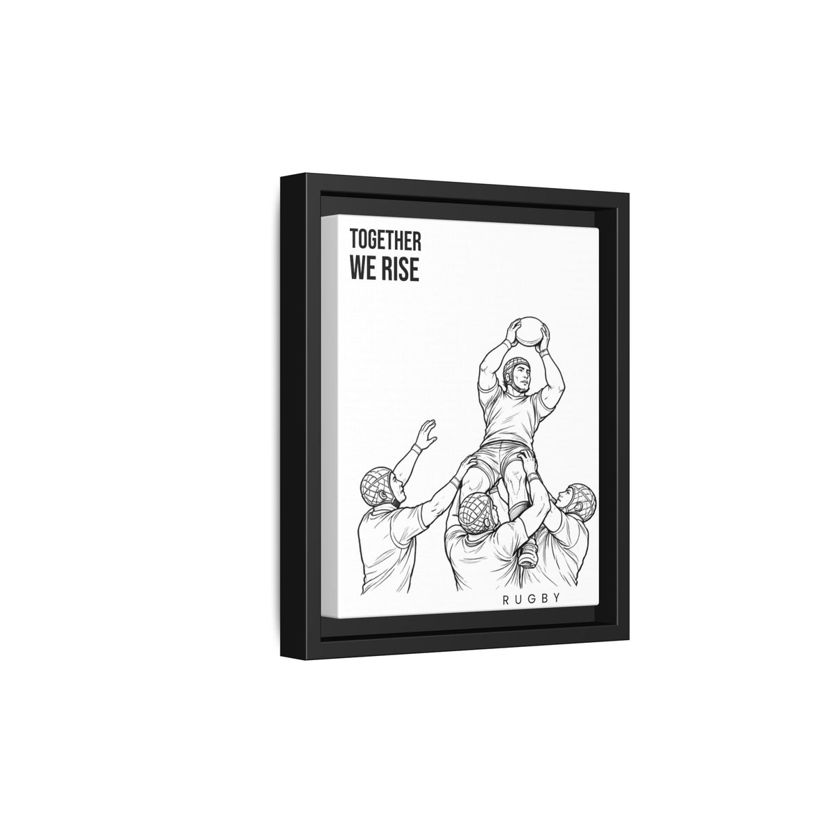 Print, Rugby Line-Out Together We Rise , Matte Canvas Print Framed Art