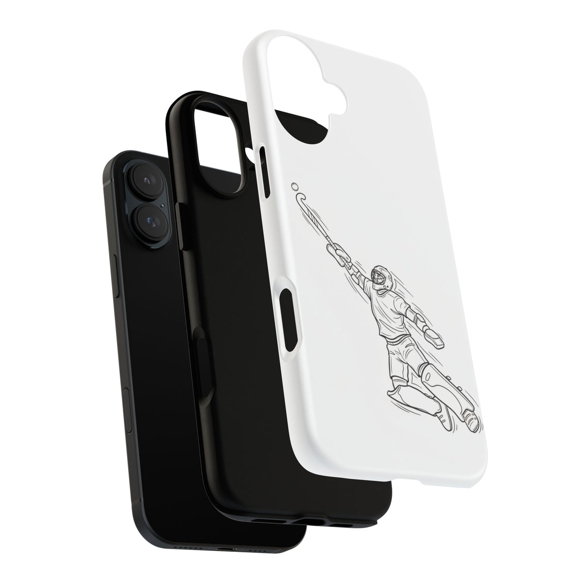 Hockey Goalkeeper Sketch Phone Case — Minimalist Sports Protective Cover