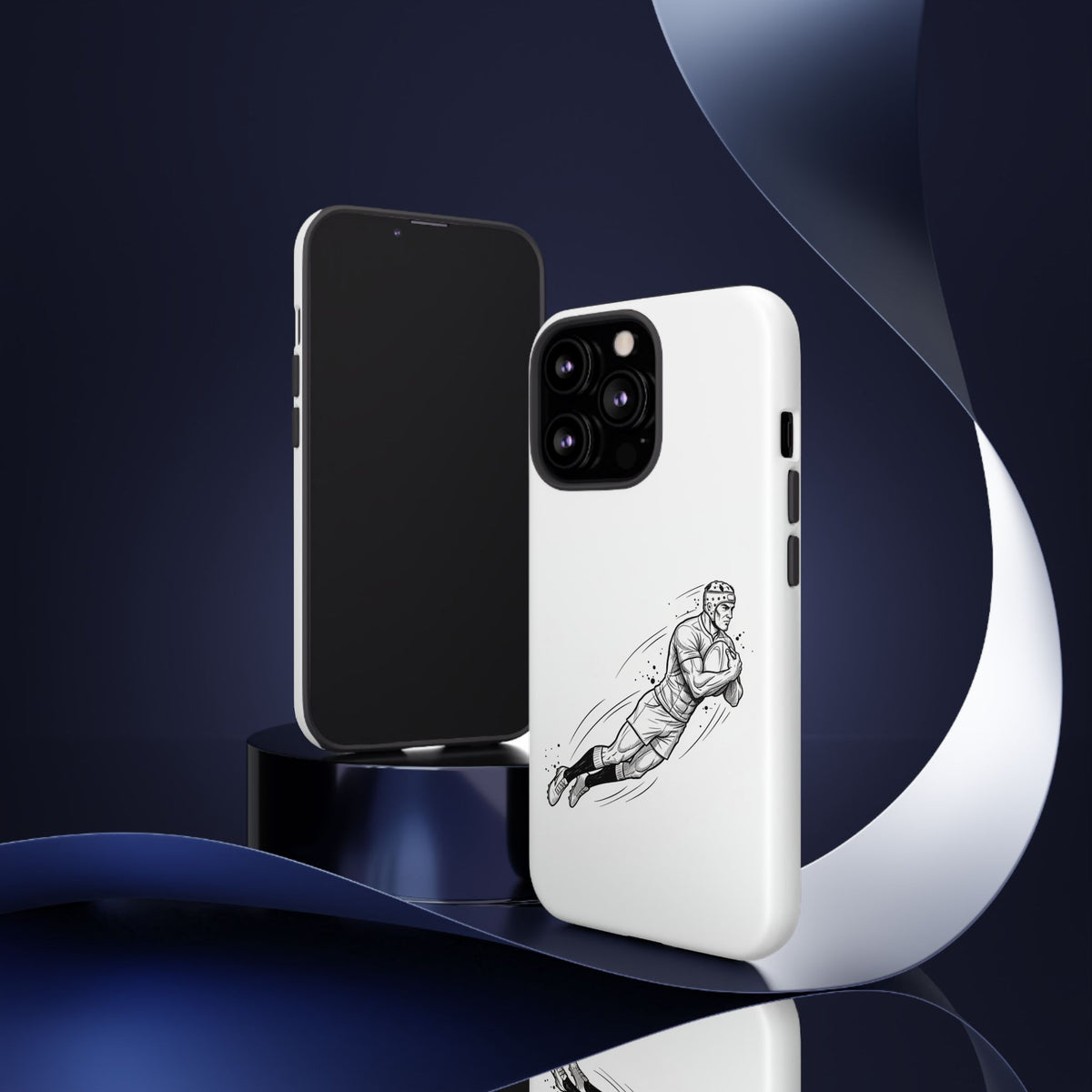 Phone Case, Rugby Try Swan Dive Minimalist Sketch design, Tough Case