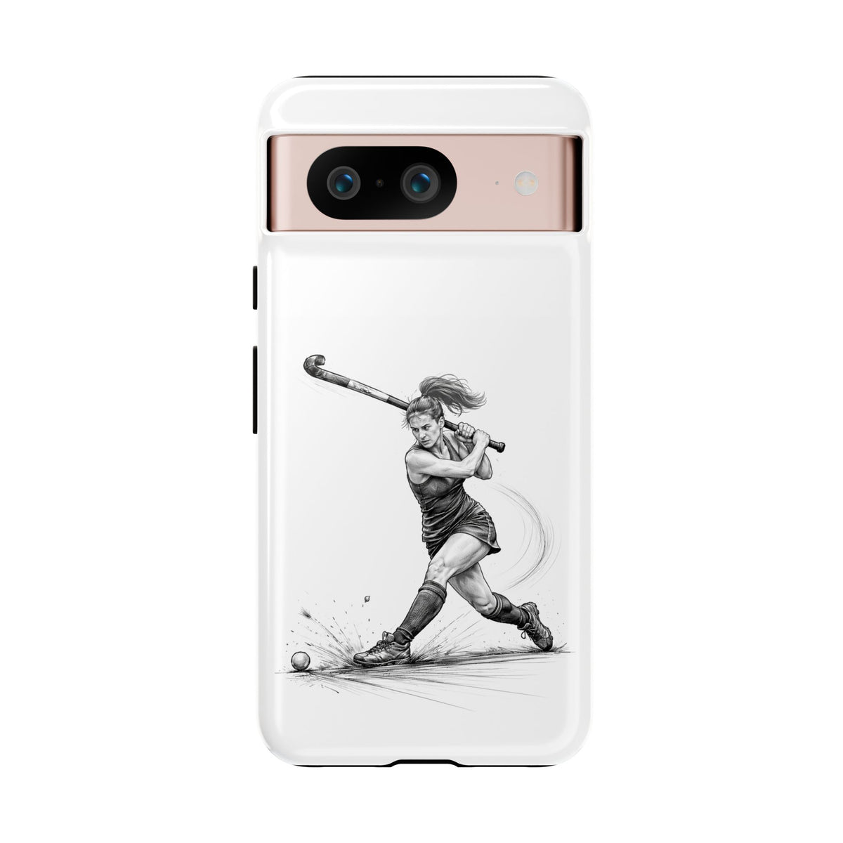 Phone Case, Hockey, Female Player "Tomahawk" shot design, Tough Case