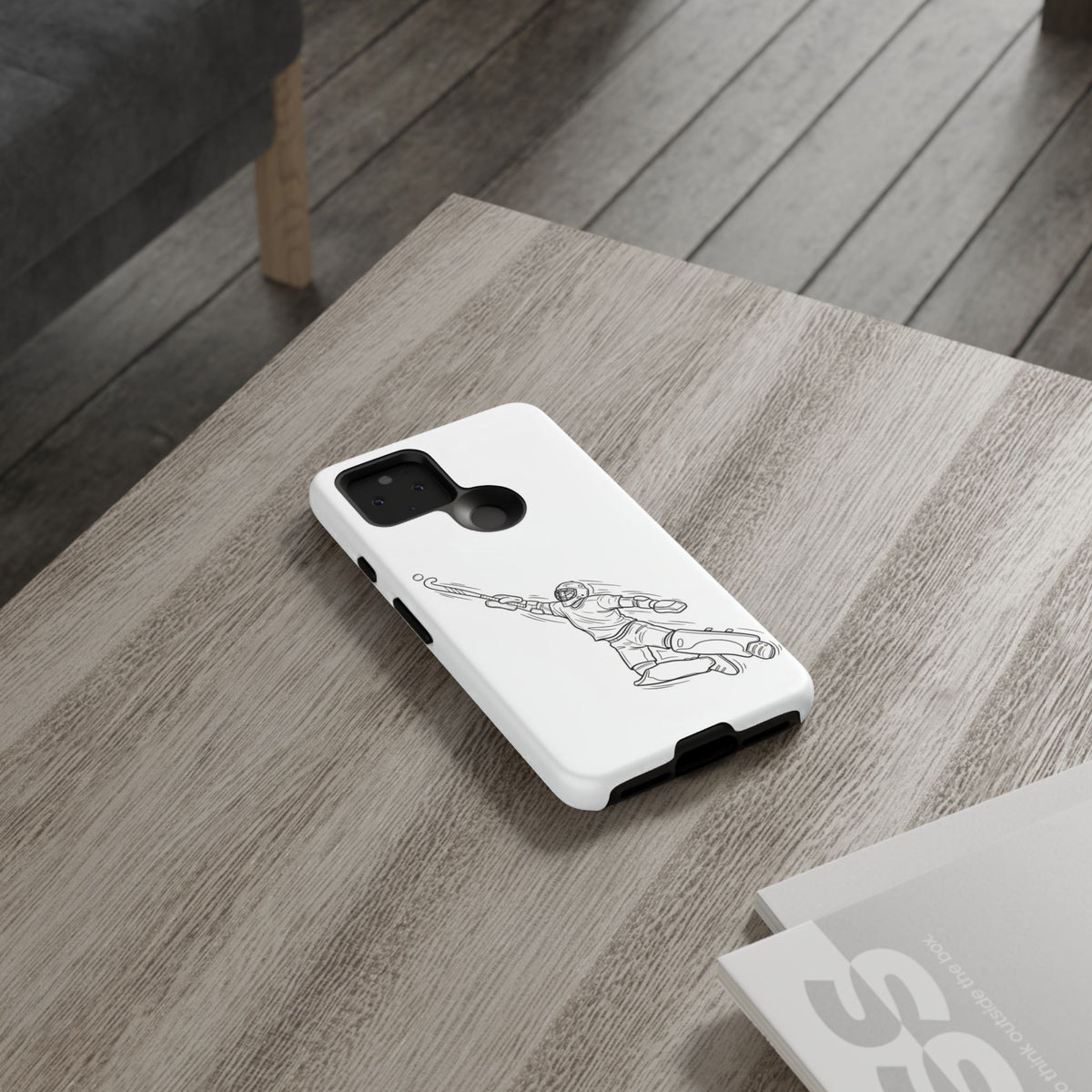 Hockey Goalkeeper Sketch Phone Case — Minimalist Sports Protective Cover