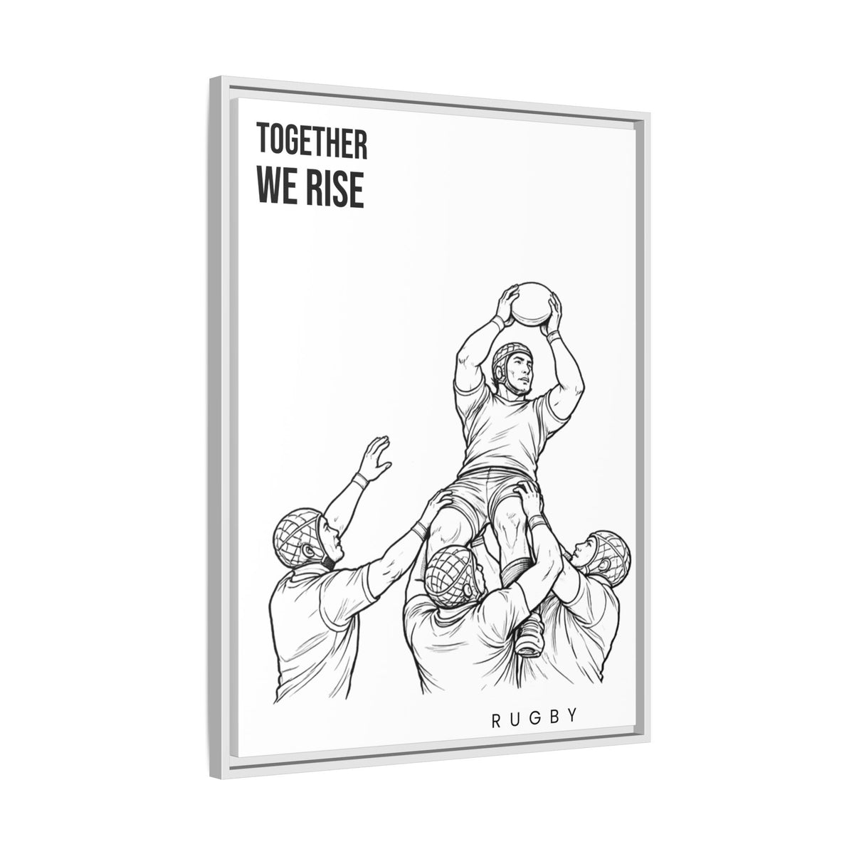 Print, Rugby Line-Out Together We Rise , Matte Canvas Print Framed Art