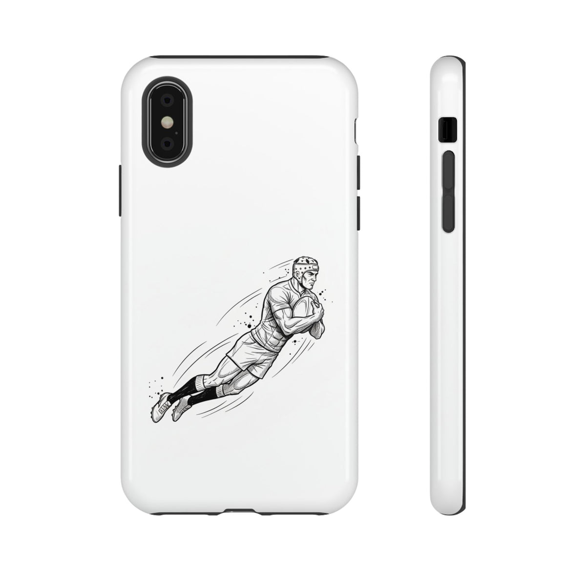 Phone Case, Rugby Try Swan Dive Minimalist Sketch design, Tough Case