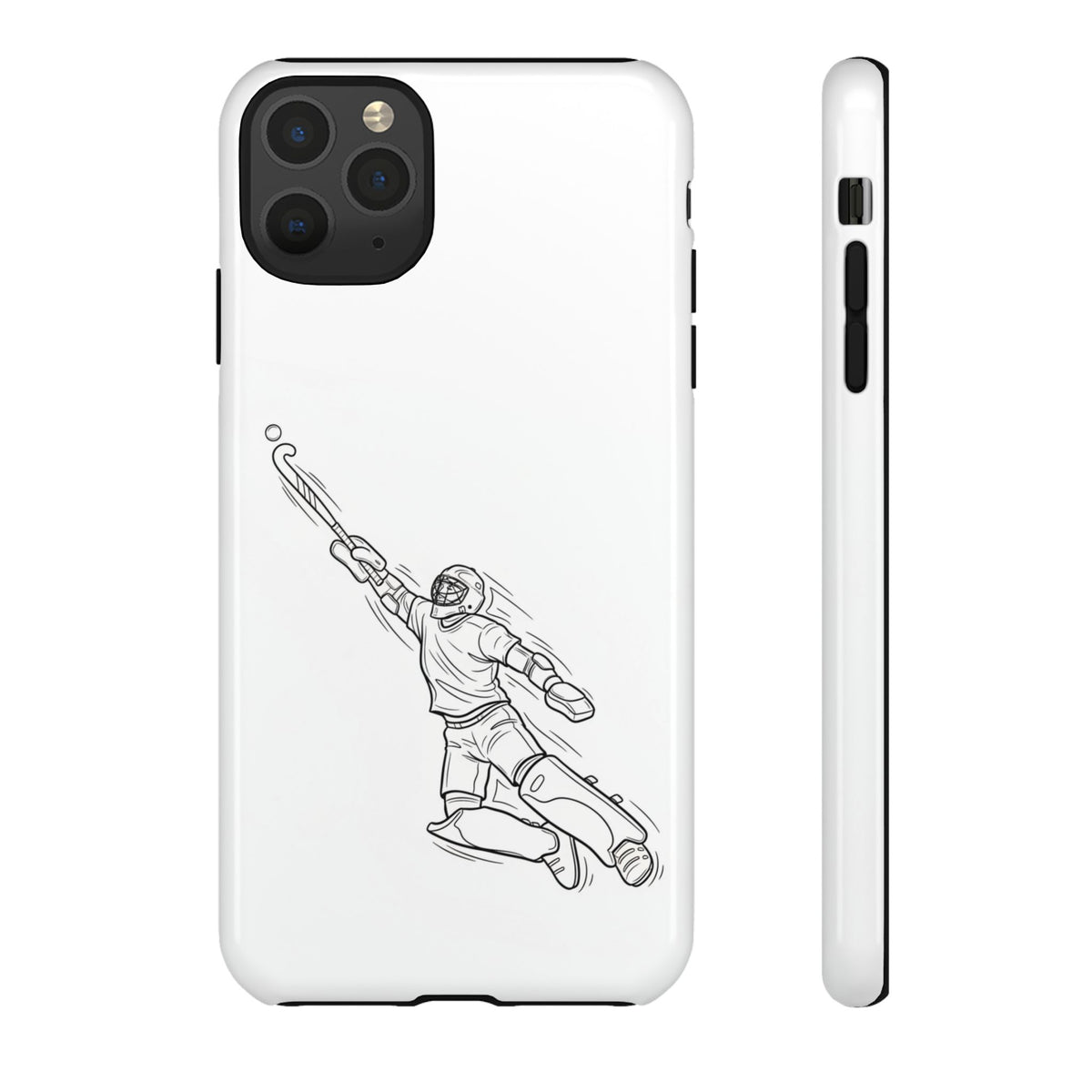 Hockey Goalkeeper Sketch Phone Case — Minimalist Sports Protective Cover