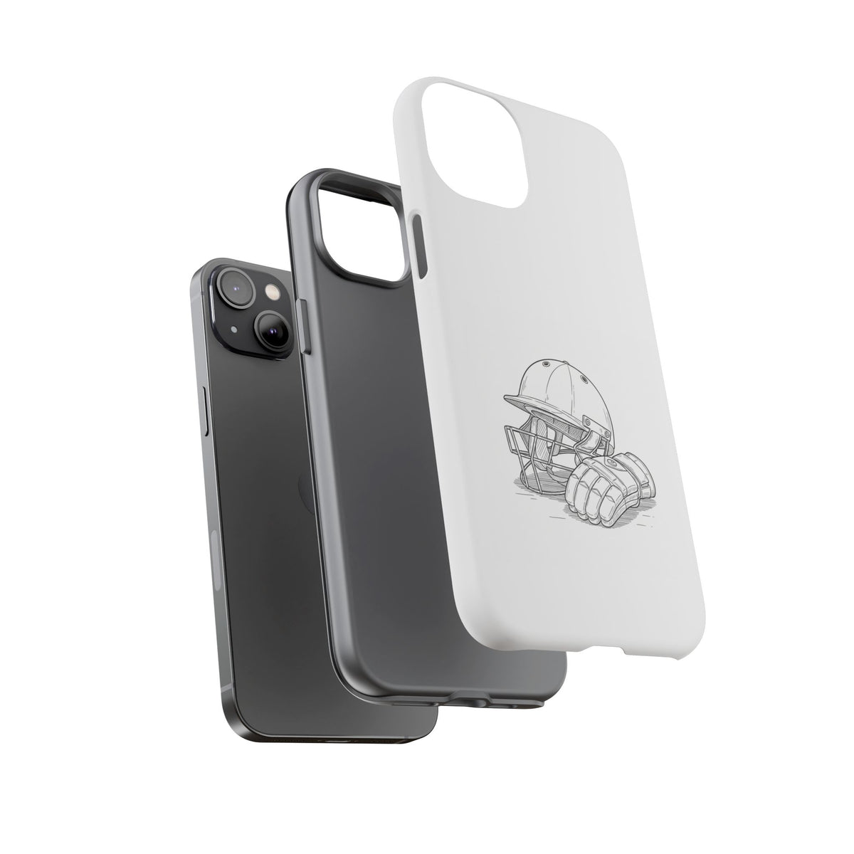 Phone Case, Cricket Gloves & Helmet Sketch, Tough Case