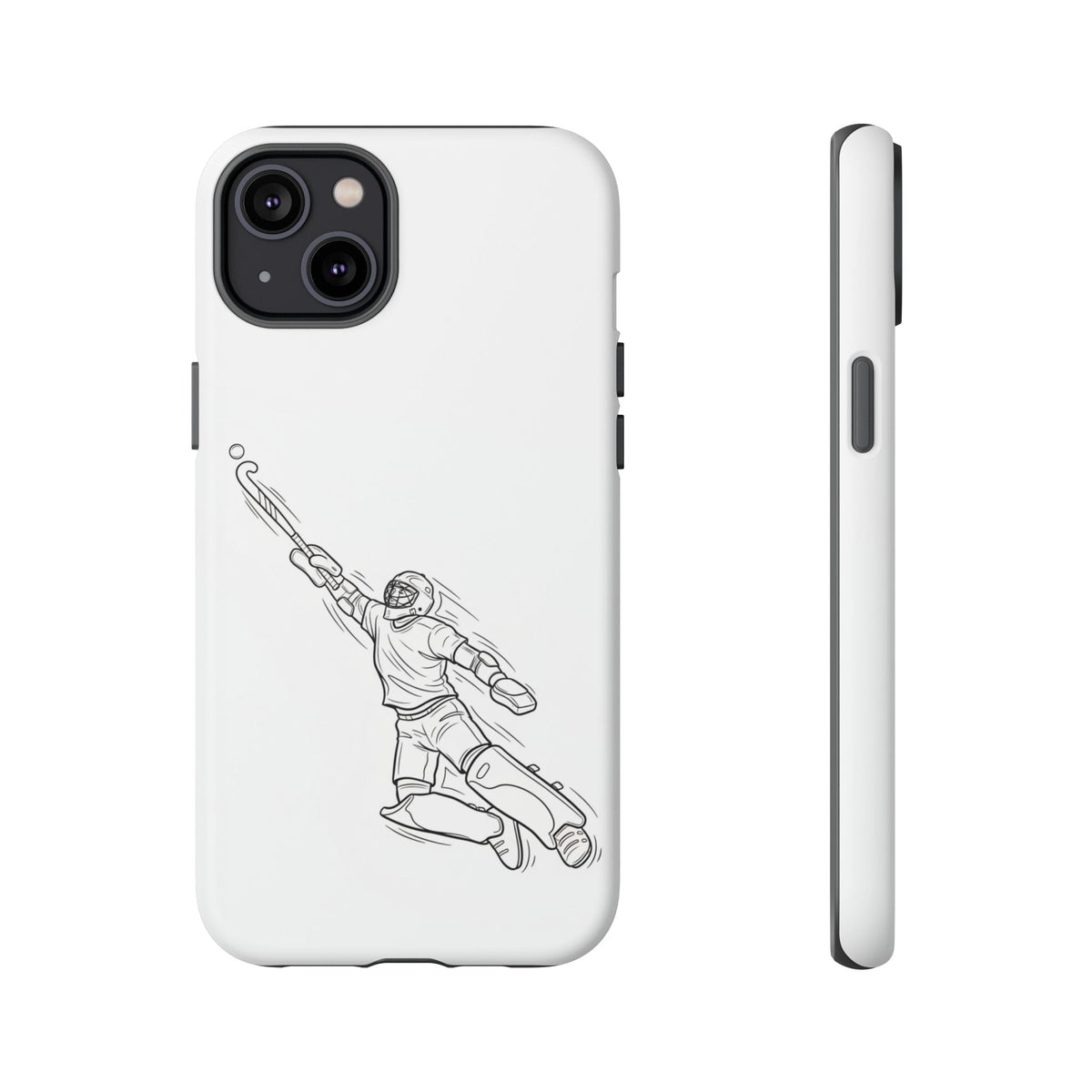 Hockey Goalkeeper Sketch Phone Case — Minimalist Sports Protective Cover