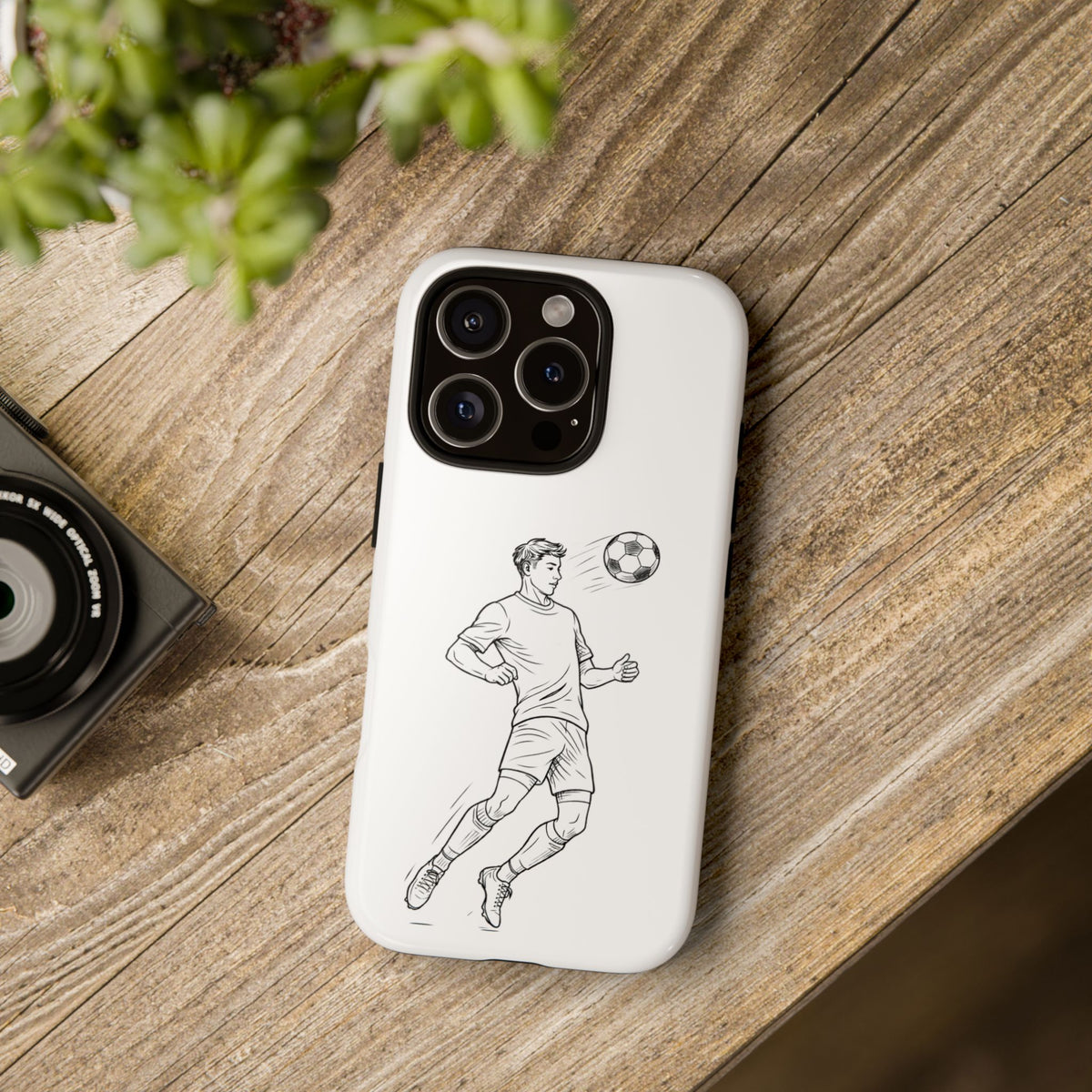 Phone Case, Football Chest-control Minimalist sketch Design, Tough Case