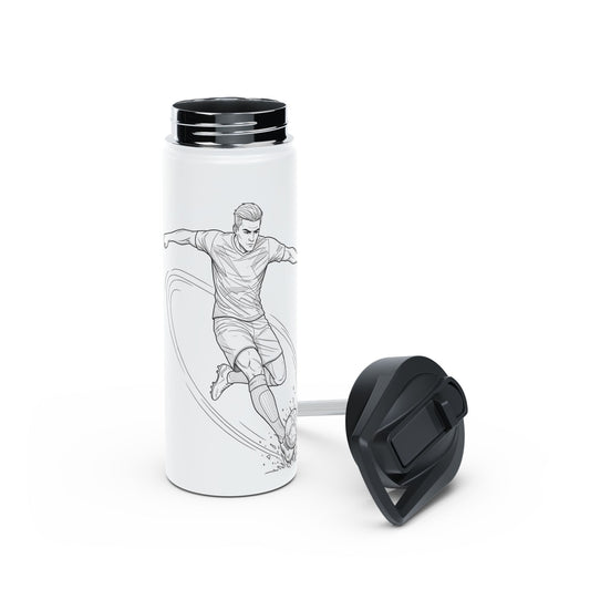 Water Bottle, Football shot Minimalist Sketch, Stainless Steel