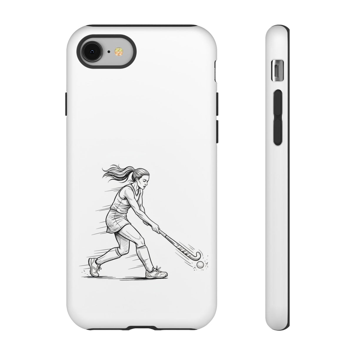 Phone Case, Hockey, Female  Player Minimalist sketch design, Tough Case
