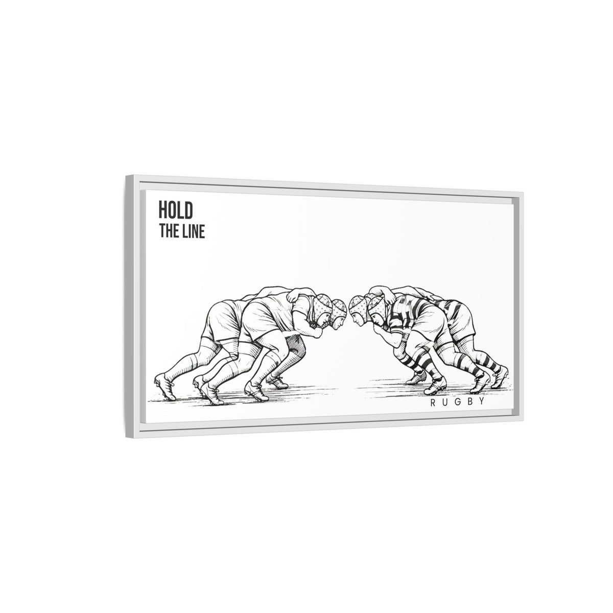 Print, Rugby Scrum, "Hold the Line" , Matte Canvas Print Framed Art
