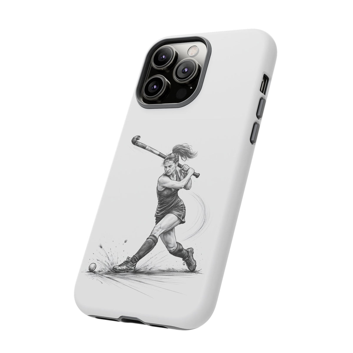 Phone Case, Hockey, Female Player "Tomahawk" shot design, Tough Case