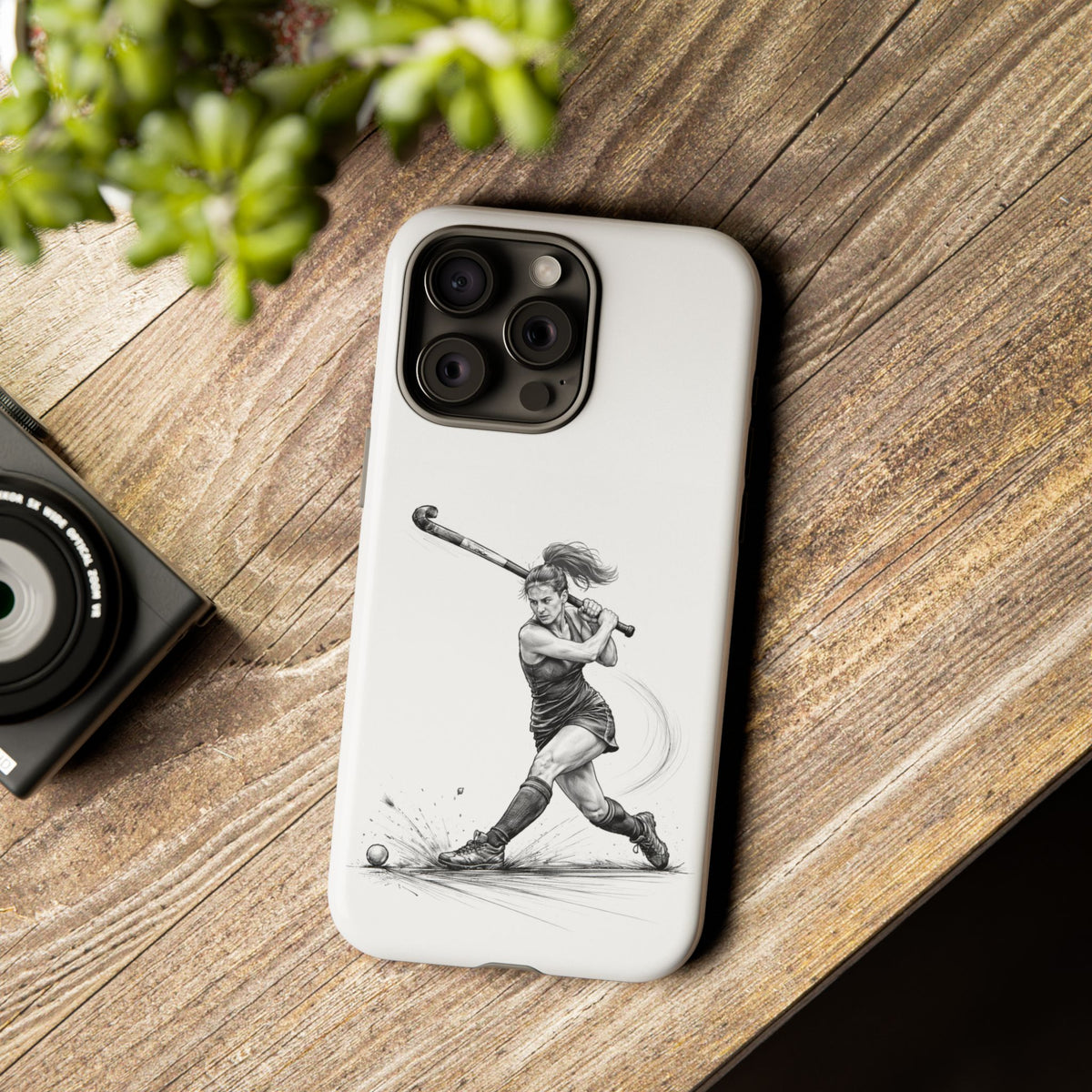 Phone Case, Hockey, Female Player "Tomahawk" shot design, Tough Case