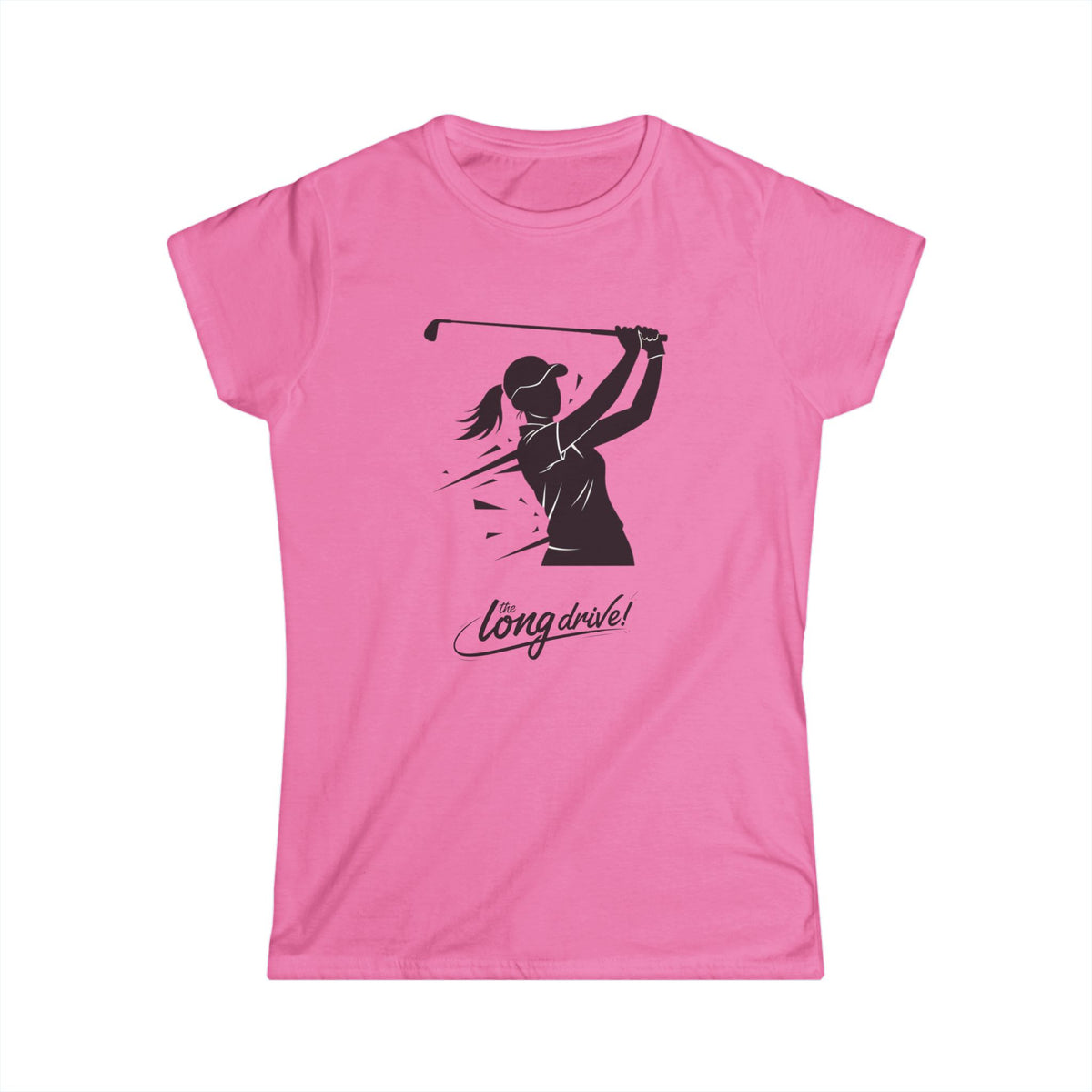 T Shirt, Golf, Female Golfer Long Drive Illustration, Cotton, Various Colours