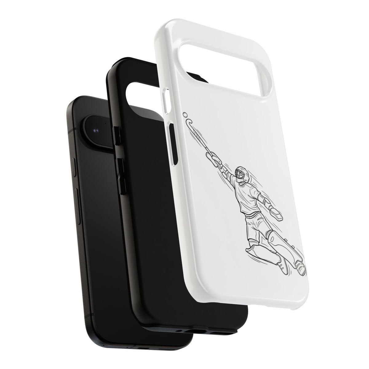 Hockey Goalkeeper Sketch Phone Case — Minimalist Sports Protective Cover