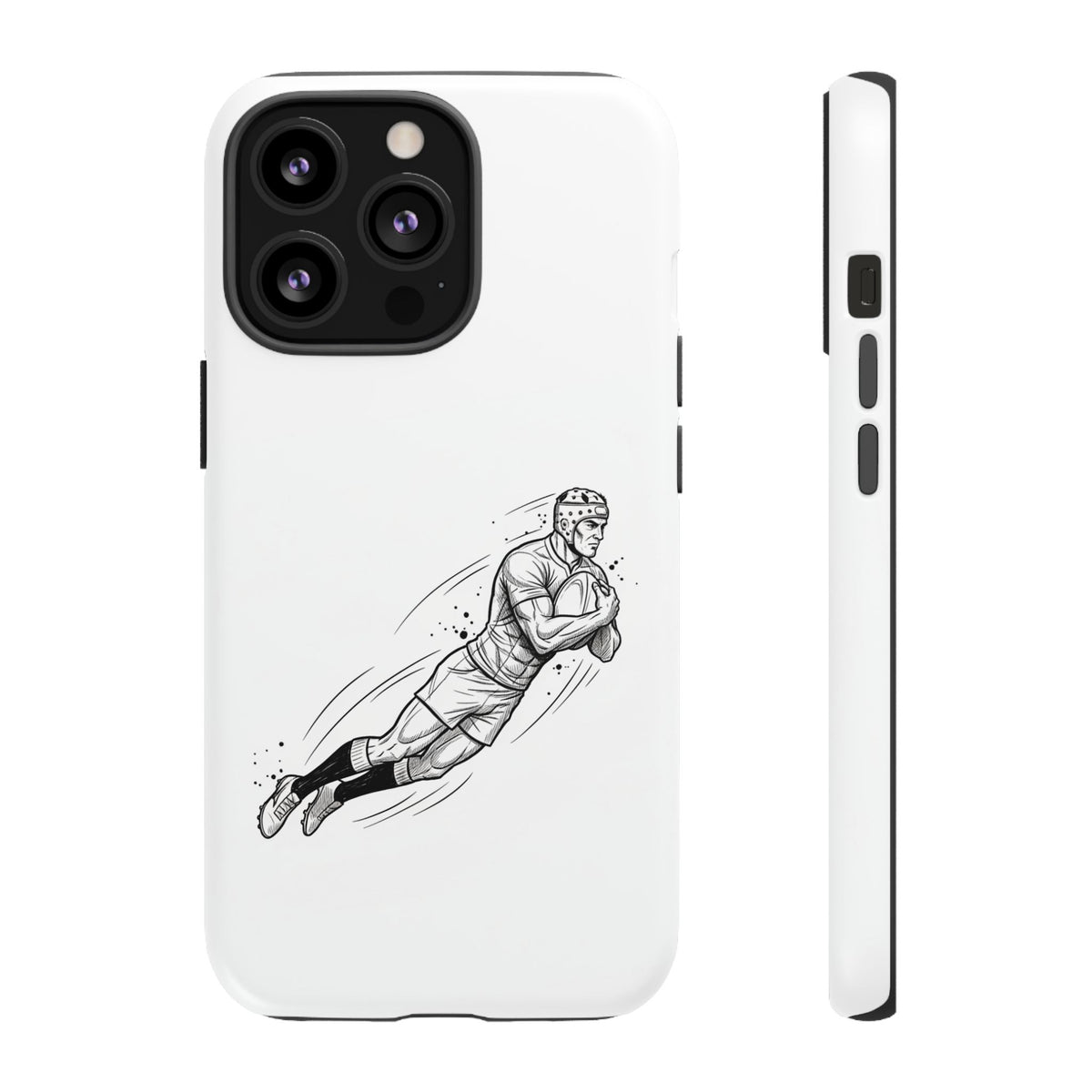 Phone Case, Rugby Try Swan Dive Minimalist Sketch design, Tough Case
