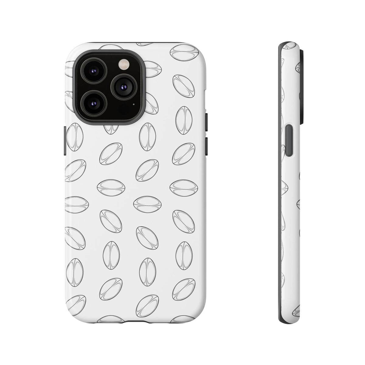 Phone Case, Rugby Ball Minimalist Sketch Pattern, Tough Case