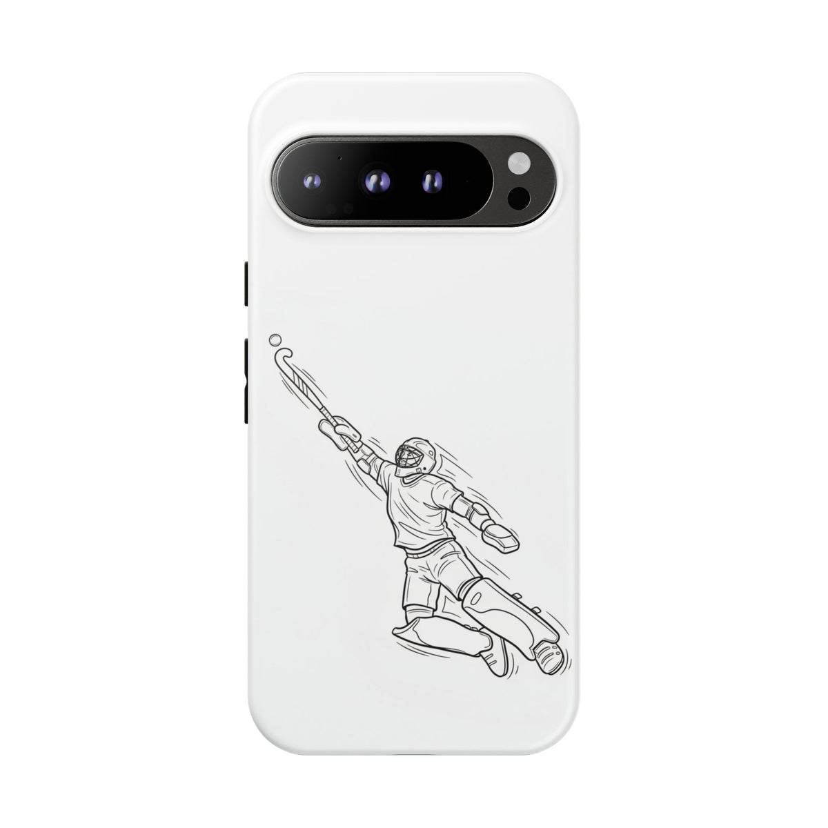 Hockey Goalkeeper Sketch Phone Case — Minimalist Sports Protective Cover