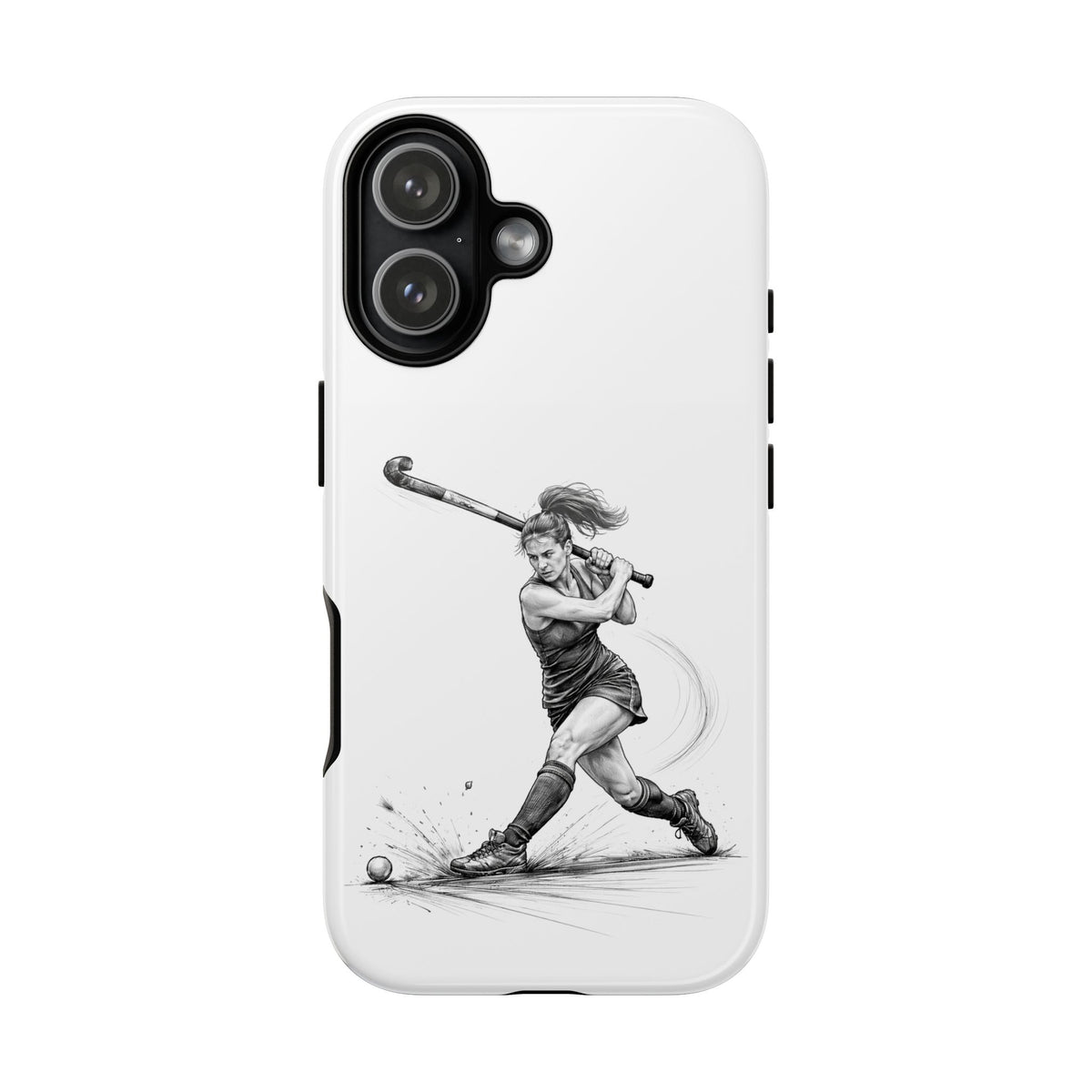 Phone Case, Hockey, Female Player "Tomahawk" shot design, Tough Case