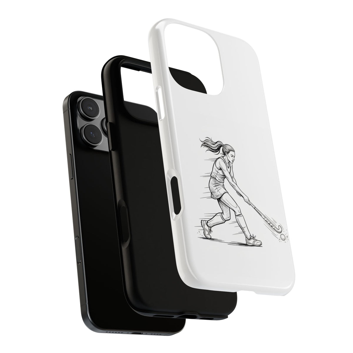 Phone Case, Hockey, Female  Player Minimalist sketch design, Tough Case