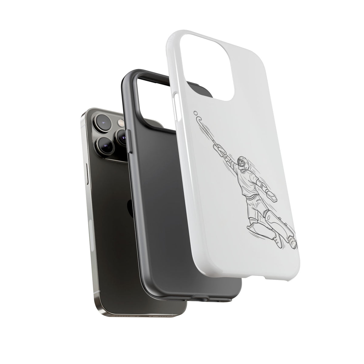 Hockey Goalkeeper Sketch Phone Case — Minimalist Sports Protective Cover