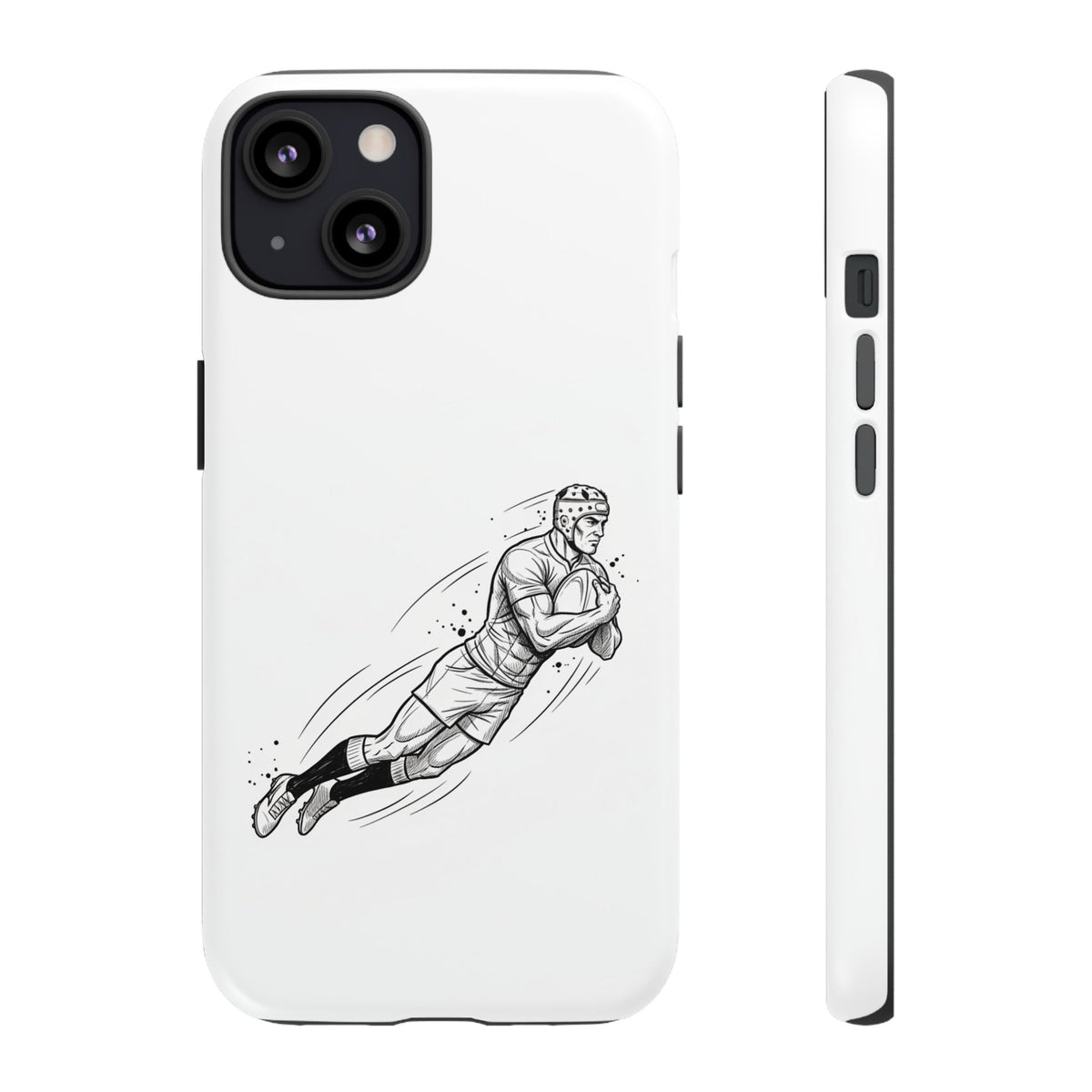 Phone Case, Rugby Try Swan Dive Minimalist Sketch design, Tough Case