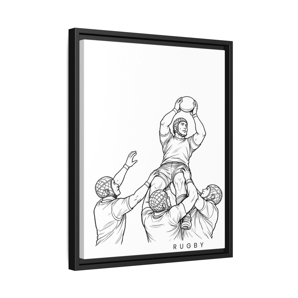 Print, Rugby Line-Out, Matte Canvas Print Framed Art