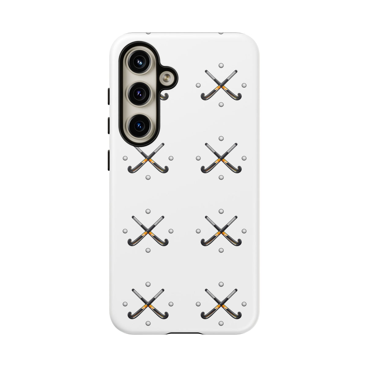 Phone Case, Hockey Repeated Crossed Sticks & Balls Pattern, Tough Case