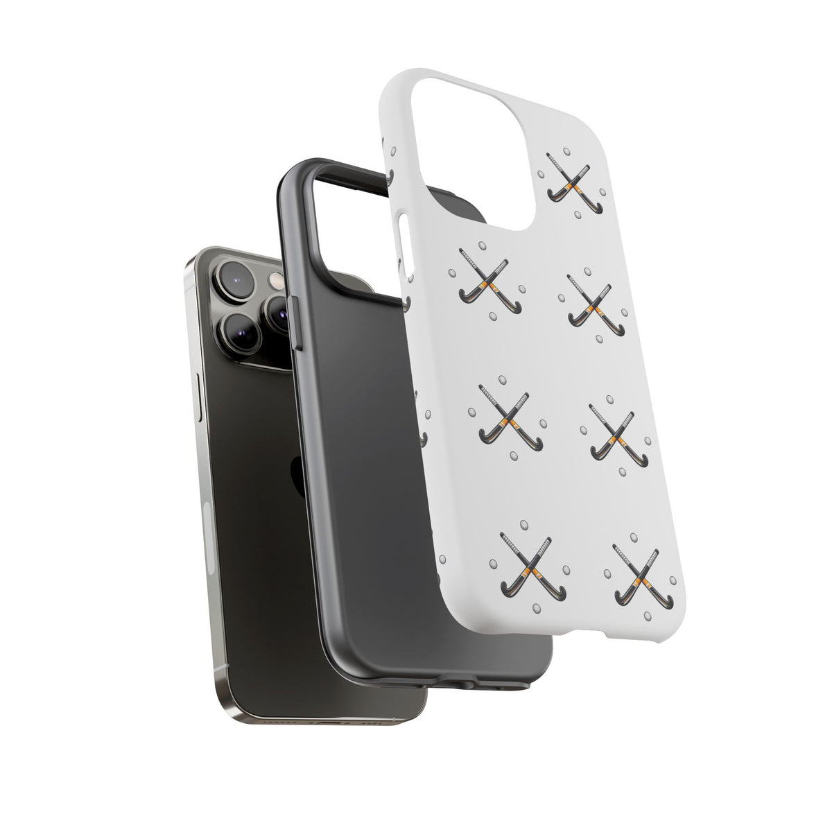 Phone Case, Hockey Repeated Crossed Sticks & Balls Pattern, Tough Case