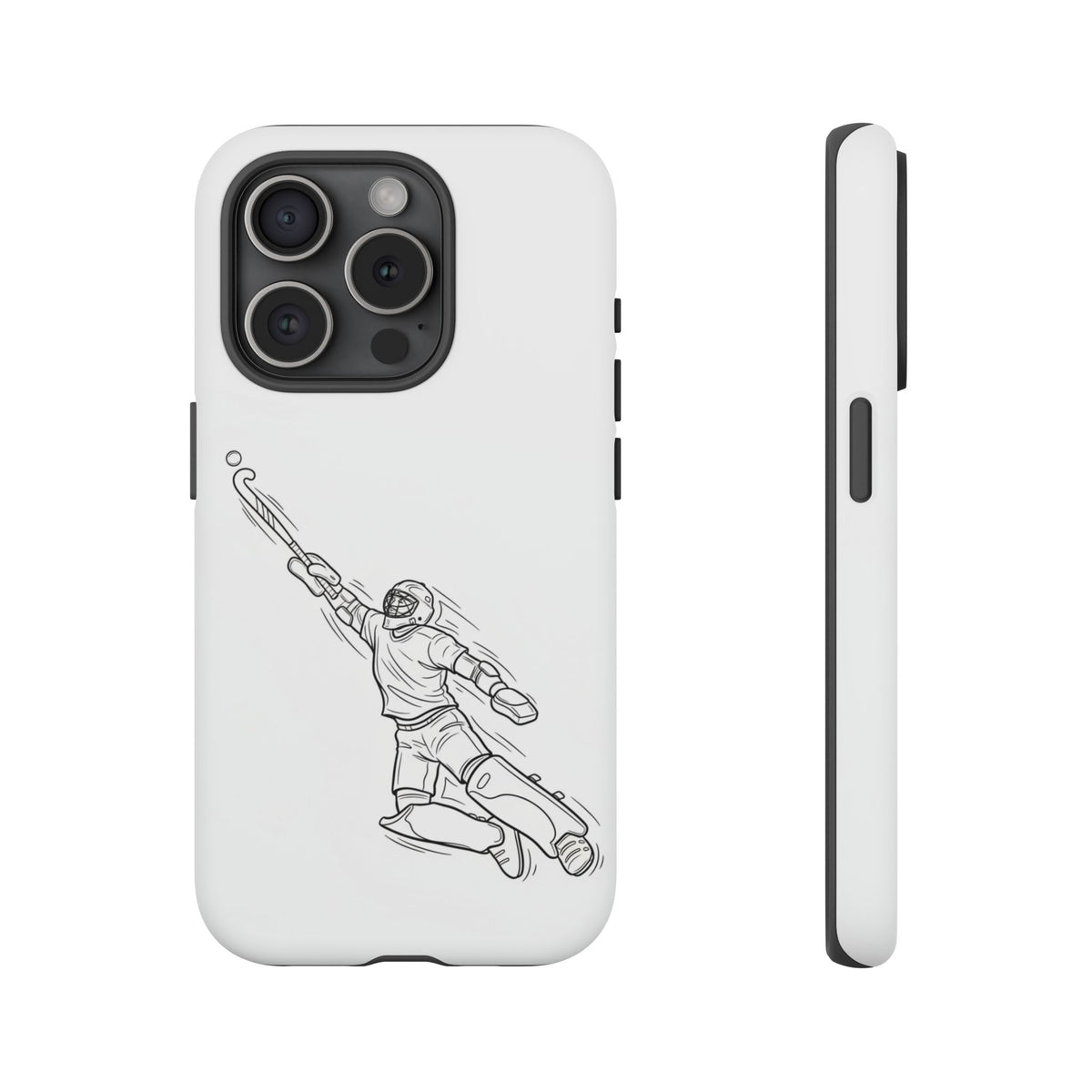 Hockey Goalkeeper Sketch Phone Case — Minimalist Sports Protective Cover