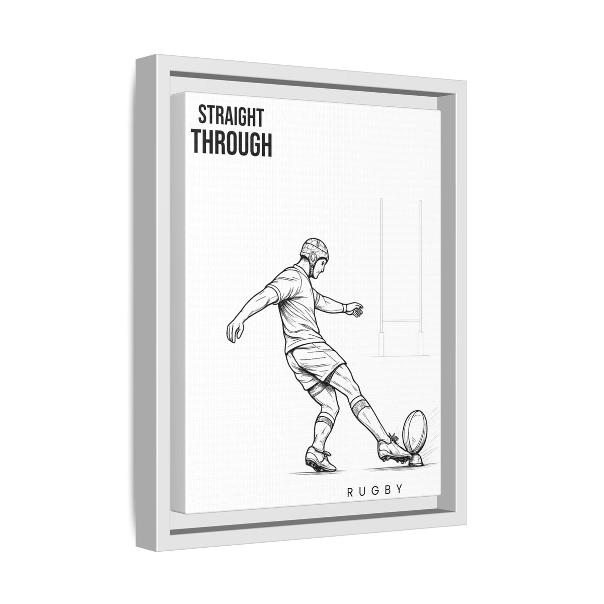 Print, Rugby Conversion Kick - Straight Through, Matte Canvas Print Framed Art