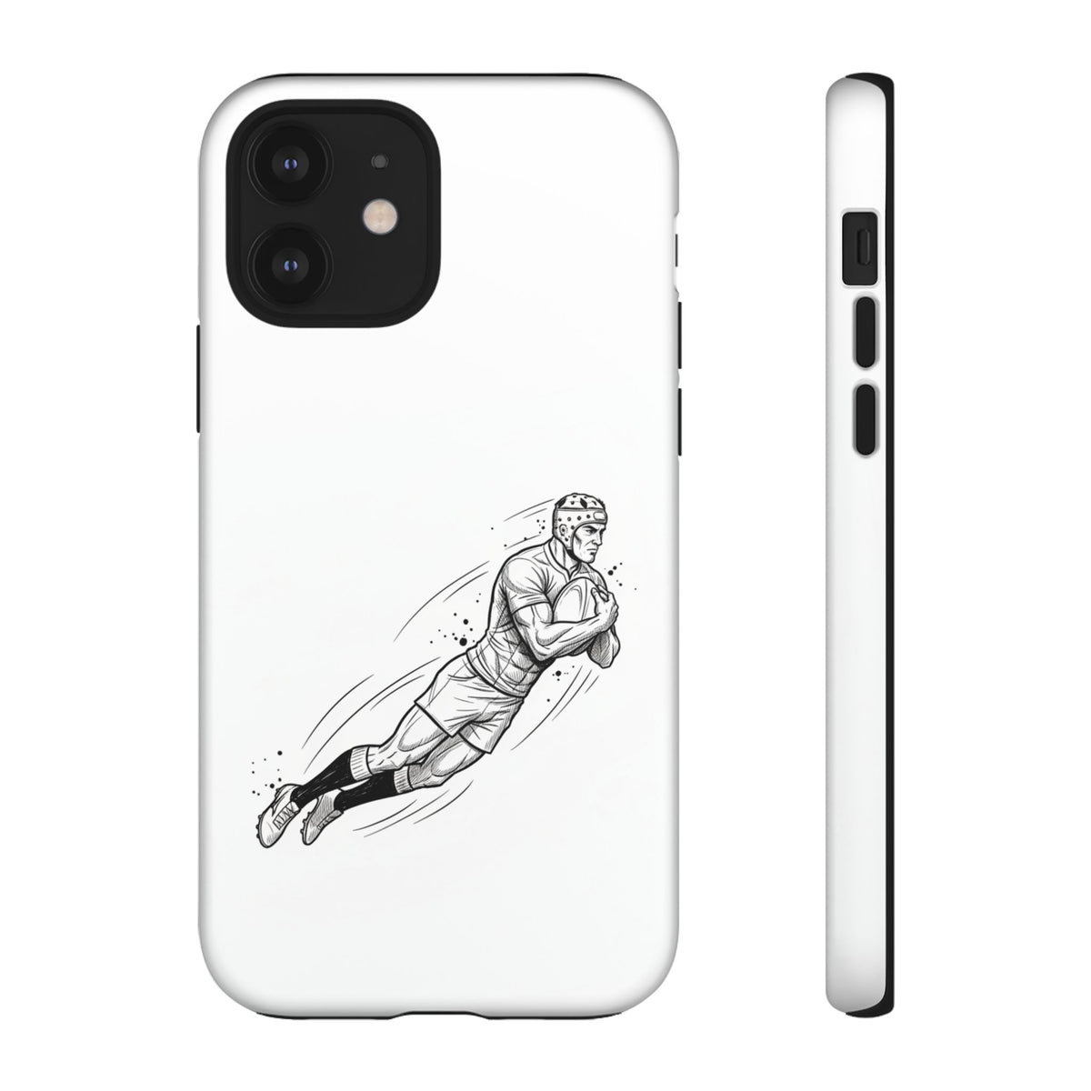 Phone Case, Rugby Try Swan Dive Minimalist Sketch design, Tough Case