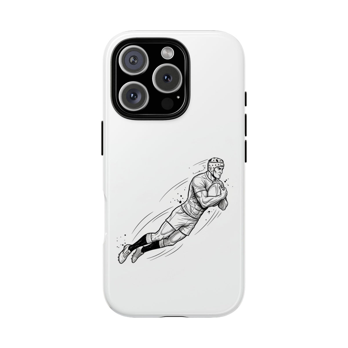 Phone Case, Rugby Try Swan Dive Minimalist Sketch design, Tough Case