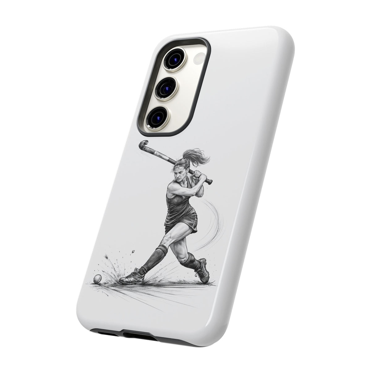 Phone Case, Hockey, Female Player "Tomahawk" shot design, Tough Case