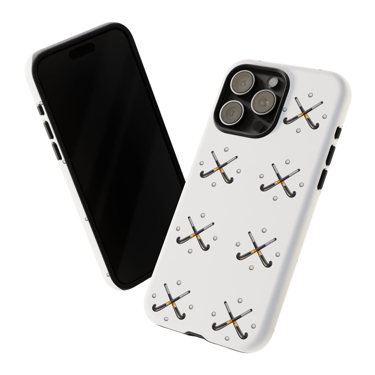 Phone Case, Hockey Repeated Crossed Sticks & Balls Pattern, Tough Case