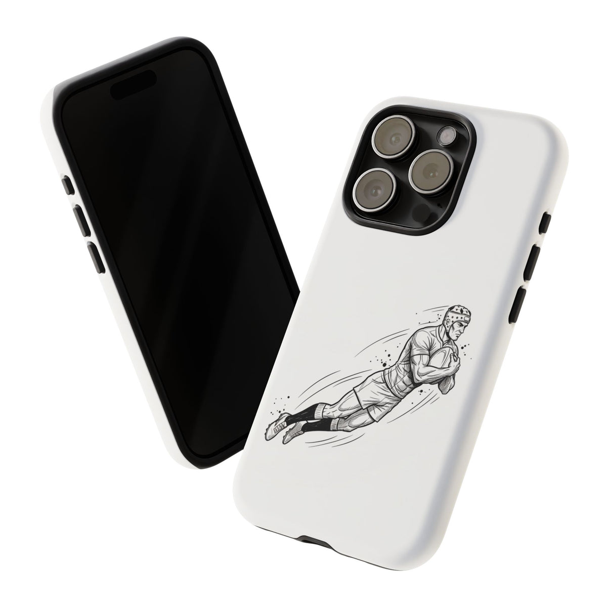 Phone Case, Rugby Try Swan Dive Minimalist Sketch design, Tough Case