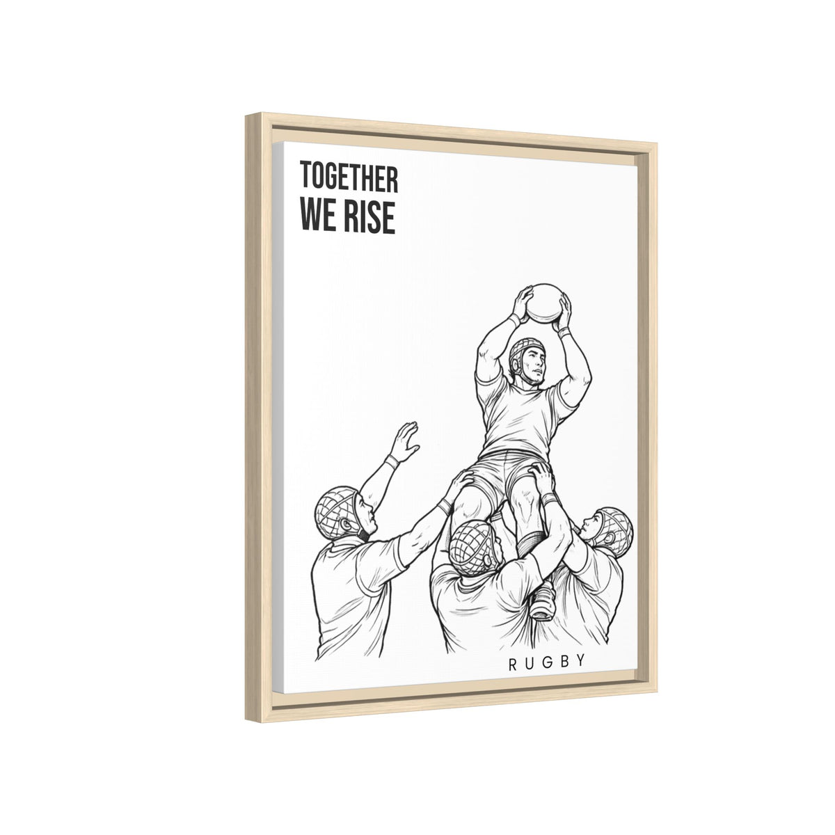 Print, Rugby Line-Out Together We Rise , Matte Canvas Print Framed Art