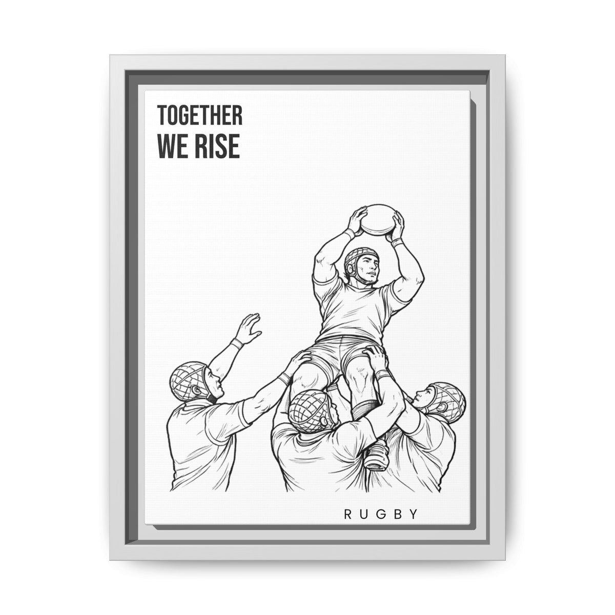 Print, Rugby Line-Out Together We Rise , Matte Canvas Print Framed Art