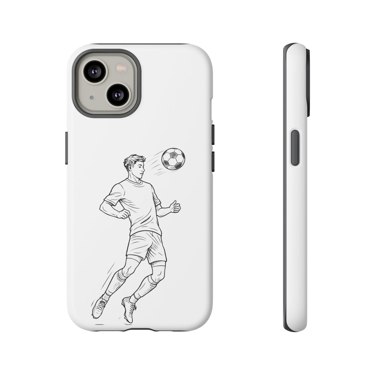 Phone Case, Football Chest-control Minimalist sketch Design, Tough Case