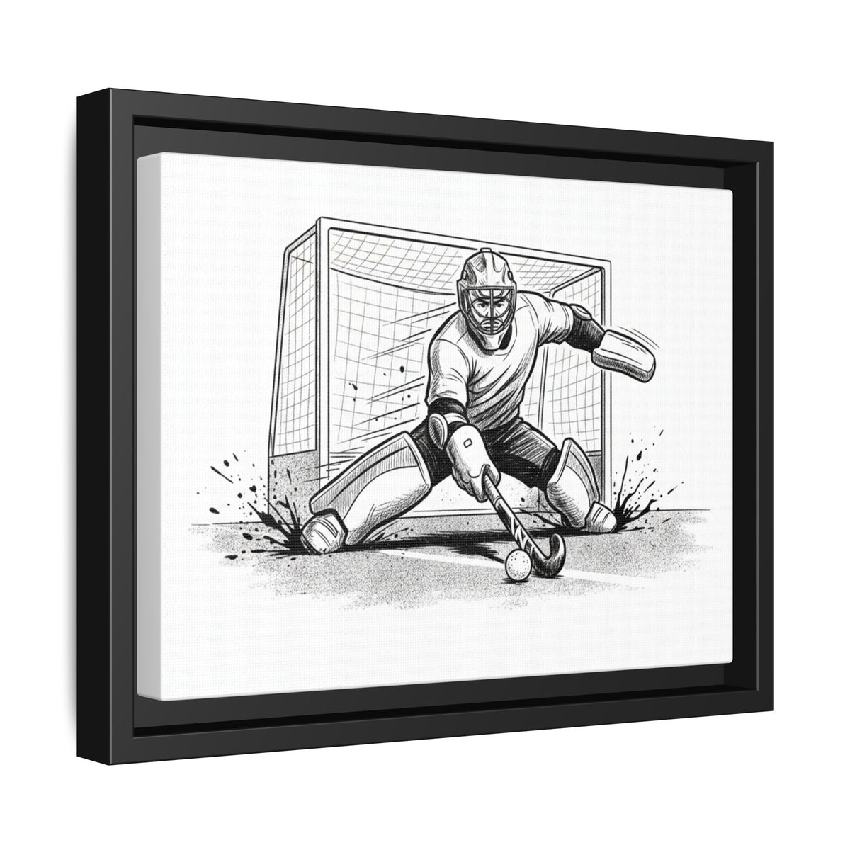 Print, Field Hockey Goalie Save, Matte Canvas Print Framed Art