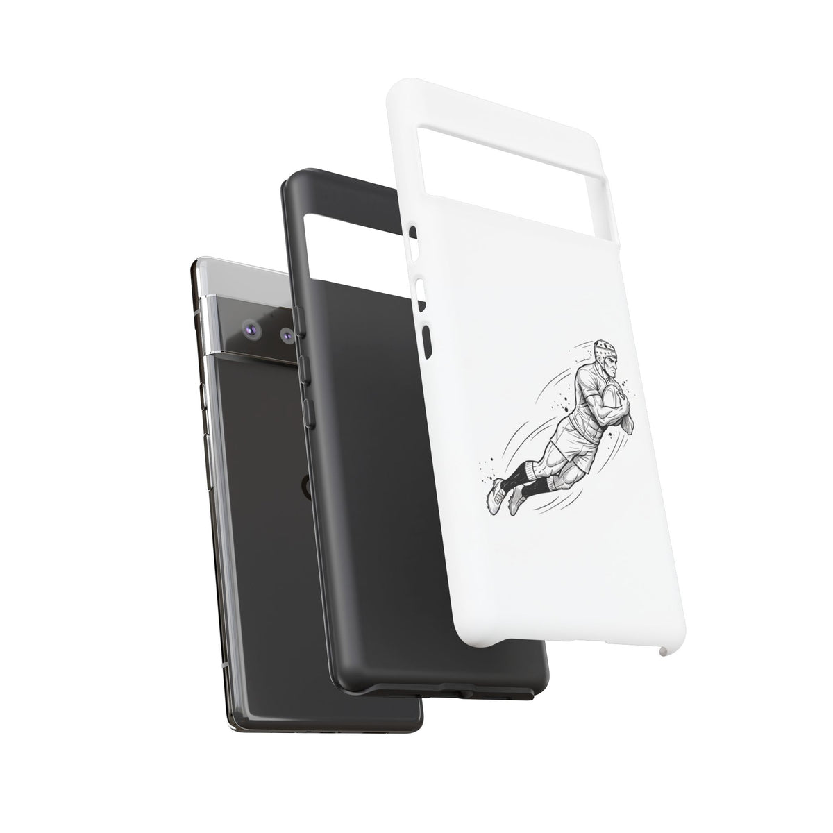 Phone Case, Rugby Try Swan Dive Minimalist Sketch design, Tough Case