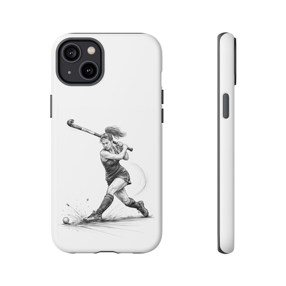 Phone Case, Hockey, Female Player "Tomahawk" shot design, Tough Case
