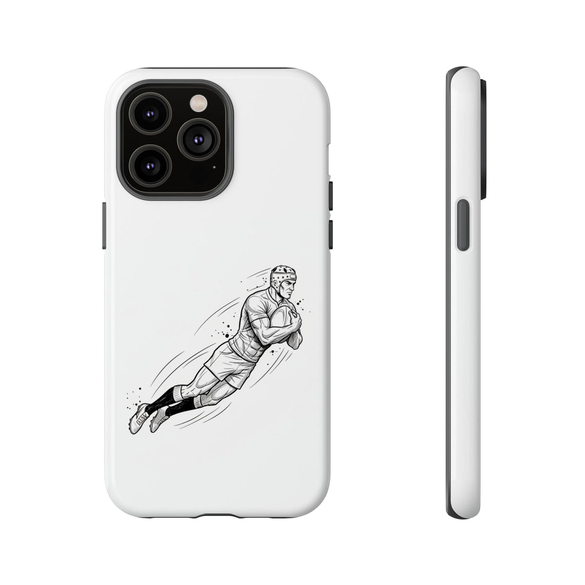 Phone Case, Rugby Try Swan Dive Minimalist Sketch design, Tough Case